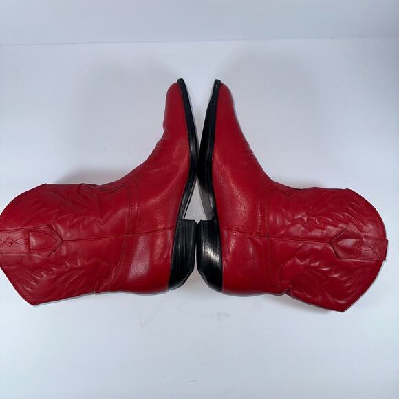 Jasper Blass Plum Leather Cowboy Boots Women's 7.5 (US) Red 1" Heel Festival - Picture 6 of 12